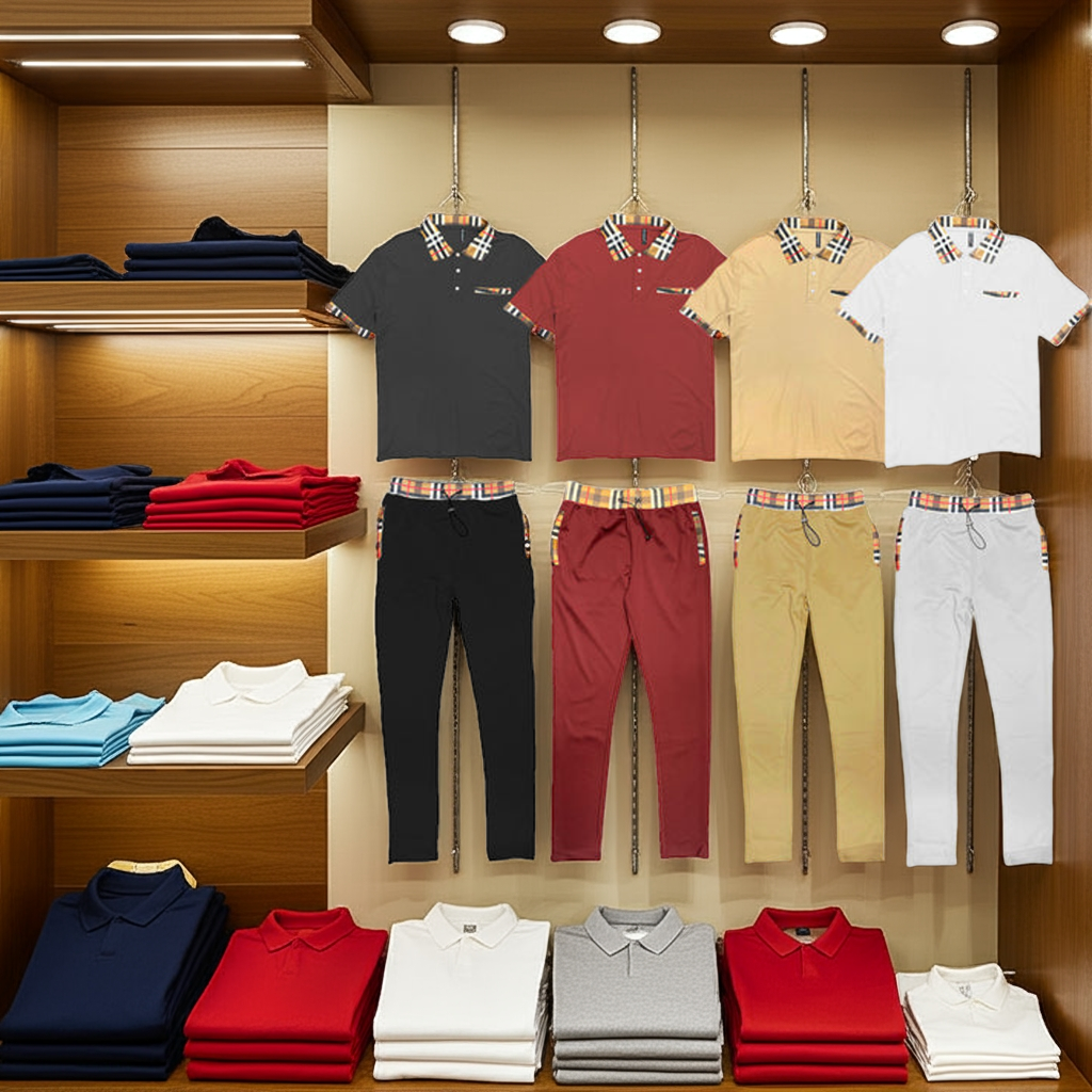 Checkered Polo and Pant Set