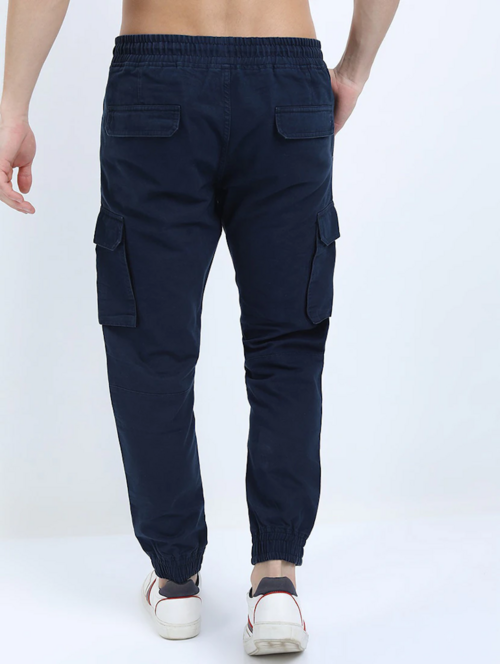 Men Mid Rise Solid Cargos(size34)(ColorNavy Blue)